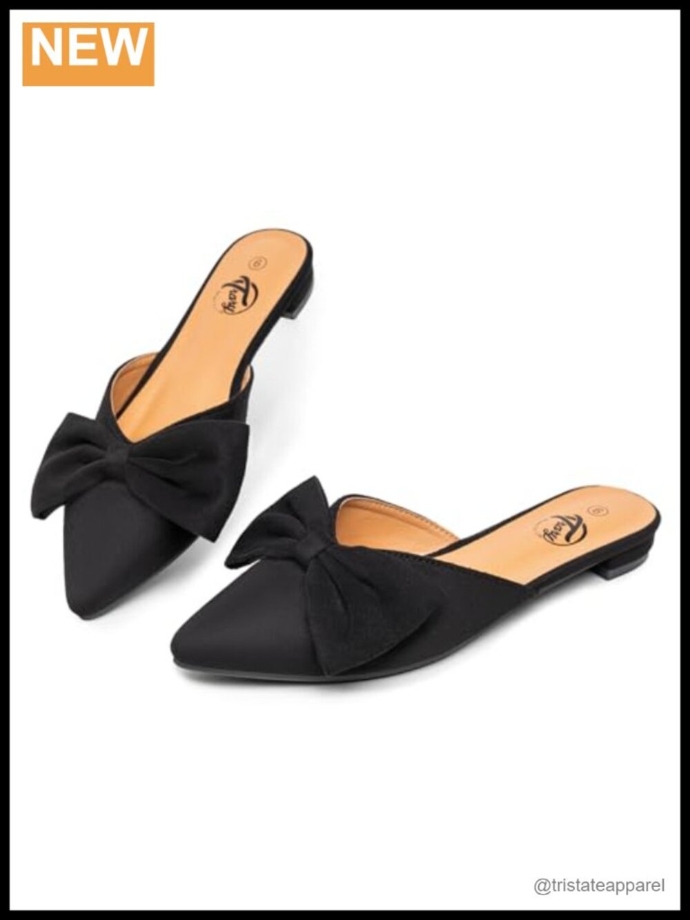 Suede Bow Pointed Toe Mules Slip-On Flats Business Casual
